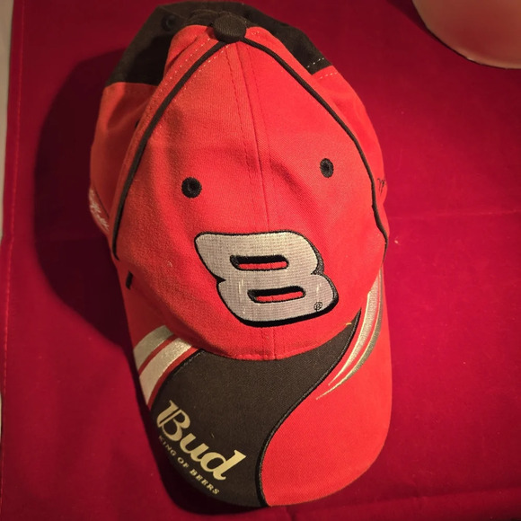 Dale Earnhart Jr. #8 Red Nascar Racing Hat/Cap w/ Black Trim - Picture 9 of 13